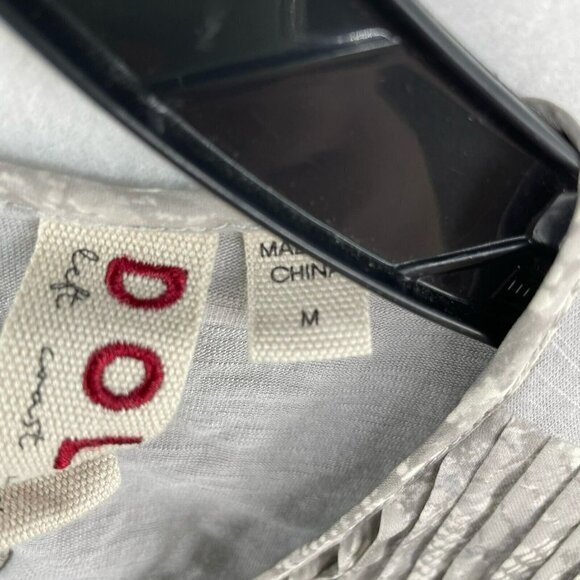 Anthropologie Dolan Blouse Women's Sz M Gray Snake Print Pleated Keyhole Back - Picture 10 of 13